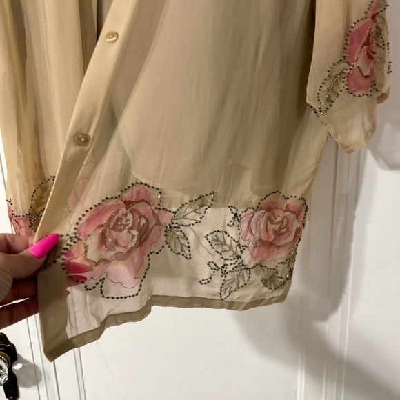 Avenue of omens 2 pc 100% silk top size 22-24 - Picture 9 of 11